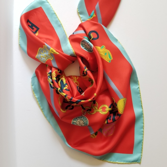 Givenchy Chain Charms Silk Square Scarf Red - Picture 5 of 11